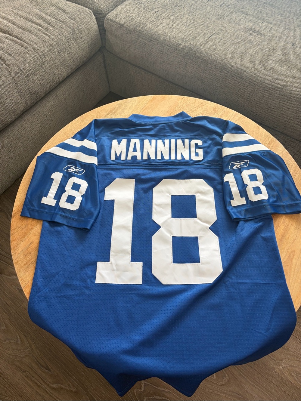 Reebok Blue Manning #18 Football Jersey